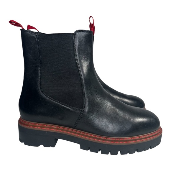 Anthony Veer Women's Olivia Lug Sole Chelsea Boot in Black Leather. Sz: 9.5/10.5 - Picture 2 of 10